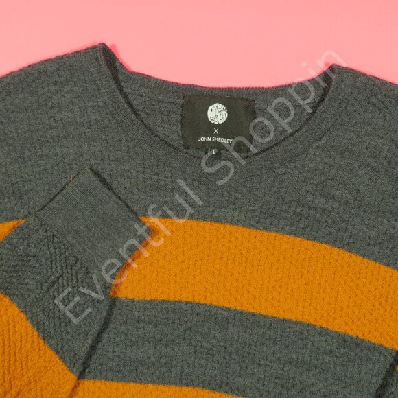 John Smedley Pretty Green Sweater Mens L Gray Bronze Wool Knit Jumper Crewneck - Picture 1 of 7